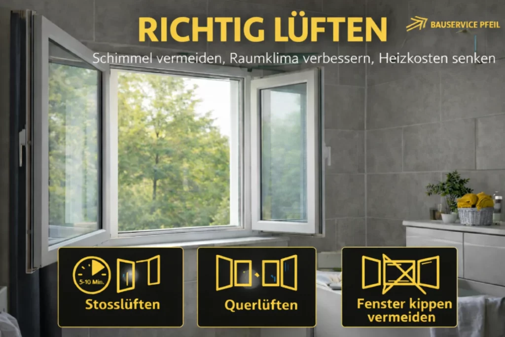 Offenes Fenster für richtiges Stoßlüften im Wohnraum