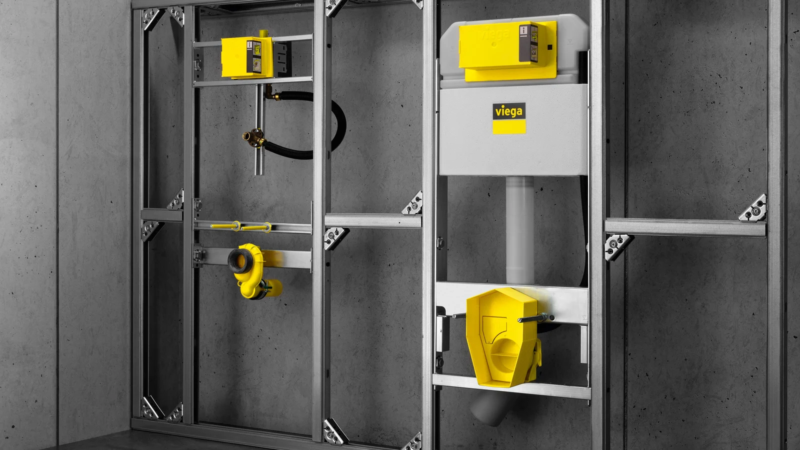 Viega Prevista Dry Plus Profilkonstruktion mit WC- und Urinalmodul